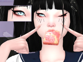 Sims 4 — Not Anime | Eyeliner by Saruin — Eyeliner paired with various face marks. Was kind of inspired by anime/manga
