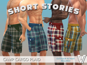 Sims 4 — Camp Cargo Plaid Shorts by SimmieV — A fresh look for your cargo shorts in 8 variations of plaid.