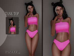 Sims 4 — Fringe Tank Top by pizazz — Fringe Tank Top for your female sims. Sims 4 games. Put something stylish on your