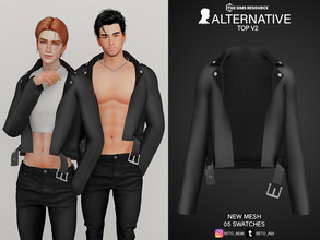 Sims 4 — Alternative (Top V2) by Beto_ae0 — Rock jacket, enjoy it - 05 colors - New Mesh - All Lods - All maps