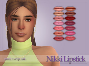 Sims 4 — Nikki Lipstick by SunflowerPetalsCC — A simple, shimmering lipstick in 14 shades.