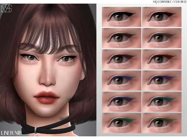 Sims 4 — LMCS Liner N18 by Lisaminicatsims — -New Mesh -Eyeliner category -HQ comatble -12 swatches -All Skin