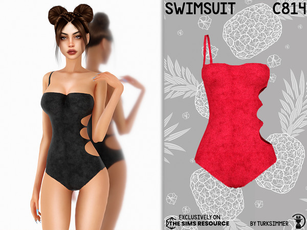 Sims 4 — Swimsuit C814 by Daph's — 6 Swatches Compatible with HQ mod Works with all of skins Custom Thumbnail New Mesh
