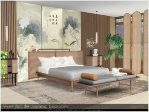 Sims 4 — Japandi bedroom by Severinka_ — A set of furniture and decor for the decoration bedroom of the Japandi style.