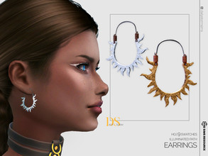 Sims 4 — Illuminated Path Earrings by DailyStorm — Medium metal earrings in a form of half-circle sun. Available in 9