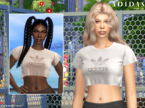 Sims 4 — ADIDAS | top (f) by Plumbobs_n_Fries — Adidas Crop Top New Mesh HQ Texture Female | Teen - Elders Hot Weather