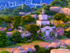 Sims 4 — Wedding Chapel by simmer_adelaina — No better view than from this small, cozy chapel up there. This white chapel