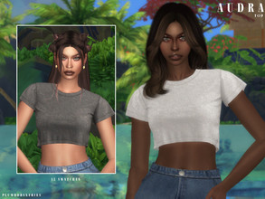 Sims 4 — AUDRA | top by Plumbobs_n_Fries — Short Sleeve Crop Top New Mesh HQ Texture Female | Teen - Elders Hot Weather
