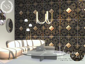 Sims 4 — Viviane Wallpaper by networksims — An ornate, art deco, black and gold wallpaper.