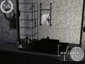Sims 4 — Implicate Tile Wall by networksims — A grey tile wall.