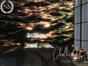 Sims 4 — Chalkidike Mural by networksims — A mural of a dark sea with golden reflections.