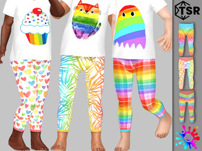Sims 4 — Rainbow Leggings by Pelineldis — Six cute leggings with rainbow print for toddlers.