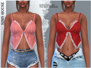 Sims 4 — CROP TOP by Sims_House — CROP TOP 16 options. Crop top with different textured edges and colors for The Sims 4