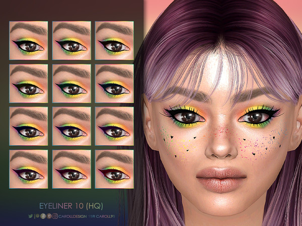 Sims 4 — Eyeliner 10 (HQ) by Caroll912 — A 12-swatch Maxis Match eyeliner in dark tones of rainbow spectrum. Eyeliner is