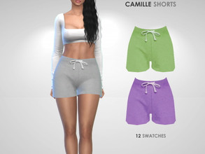 Sims 4 — Camille Shorts by Puresim — Casual shorts in 12 colors.