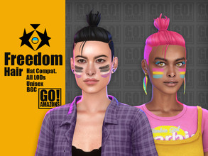 Sims 4 — Freedom Hair by GoAmazons — >Base game compatible unisex hairstyle >Hat compatible >From Teen to Elder