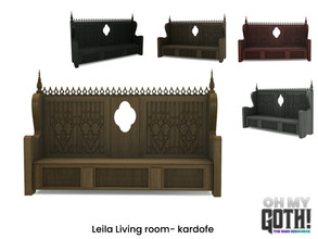 Sims 4 — Oh My Goth_kardofe_Leila_Sofa by kardofe — Carved wooden bench with gothic decorations, in five colour options