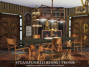 Sims 4 — Steampunked Rhino Trunk by dasie22 — Steampunked Rhino Trunk is an open space built on an irregular plan. The