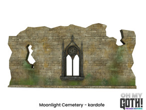 Sims 4 — Oh My Goth_kardofe_Moonlight_Ruinous wall 2 by kardofe — Ruinous wall with an old gothic style window