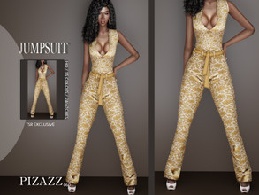 Sims 4 — Belted Jumpsuit by pizazz — Belted Jumpsuit for your female sims. Sims 4 games. Put something stylish on your