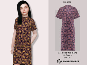 Sims 4 — Dress No.216 by _Akogare_ — Akogare Dress No.216 - 8 Colors - New Mesh (All LODs) - All Texture Maps - HQ