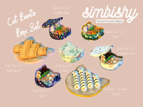 Sims 4 — Bento Box Cat Set by simbishy — For cute lunchtimes! A cat shaped set full of love.