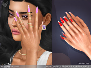Sims 4 — Long Colorful Ballerina French Nails by feyona — Long Colorful Ballerina French Nails come in 24 colors. * 24