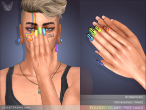 Sims 4 — Rounded Square Pride Nails For Male Frame by feyona — Rounded Square Pride Nails For Male Frame come with 20