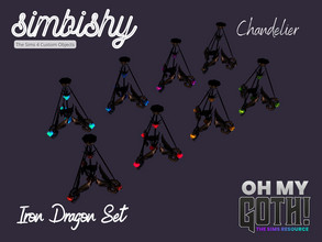 Sims 4 — Oh My Goth - Iron Dragon Chandelier by simbishy — Oh my goth it's an iron chandelier with a dragon guarding some
