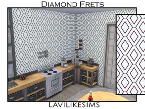 Sims 4 — Diamond Frets by lavilikesims — A wall that has a tile like effect, diamonds stacked on one another, in 5