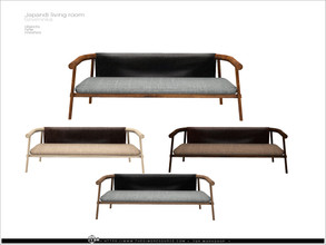 Sims 4 — Japandi livingroom - loveseat by Severinka_ — Loveseat natural wood with leather back From the set 'Japandi