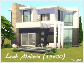 Sims 4 — Leah Modern (No CC) by philo — Leah is a minimalist modern house built on a 20x15 lot. With its large bedroom