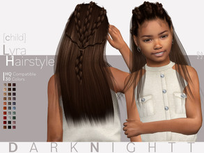 Sims 4 — Lyra Hairstyle [Child] by DarkNighTt — Lyra Hairstyle is a braided, long, hairstyle for children. 30 colors (20