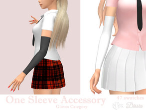 Sims 4 — One Sleeve (Accessory) by Dissia — One half sleeve on sim left arm Available in 47 swatches Gloves Category