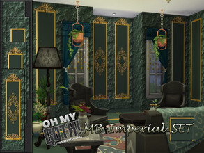 Sims 4 — OhMyGoth_MB-Imperial_SET by matomibotaki — OhMyGoth_MB-Imperial_SET Elegant wallpaper and floor set in green