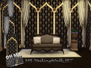 Sims 4 — OhMyGoth_MB-VeilingWallArched_SET by matomibotaki — OhMyGoth_MB-VeilingWallArched_SET Elegant wallpaper set with