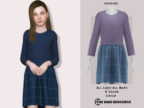 Sims 4 — Dress No.217 by _Akogare_ — Akogare Dress No.217 - 8 Colors - New Mesh (All LODs) - All Texture Maps - HQ