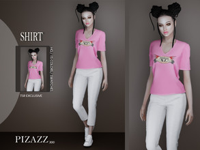 Sims 4 — High Voltage T-Shirt by pizazz — High voltage T-Shirt Top for your female sims. Sims 4 games. Put something