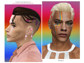 Sims 4 — Pride 2022 - Love Hairstyle by -Merci- — New Maxis Match Hairstyle for Sims4. -24 EA Colours and 8 Additional