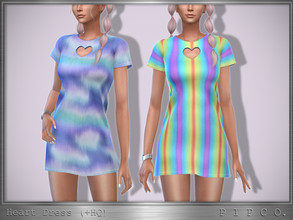 Sims 4 — Pride 2022 - Heart Dress. by Pipco — A simple tee dress with a heart cutout. 20 Swatches Base Game Compatible