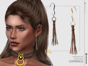 Sims 4 — Leather Boho Earrings by DailyStorm — Long leather&metal earrings with multiply leather strips. Available in