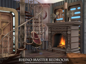 Sims 4 — Rhino Master Bedroom by dasie22 — Rhino Master Bedroom is a steampunk room built on an irregular plan. Please,