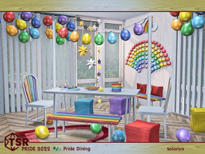 Sims 4 — PRIDE 2022. Pride Dining by soloriya — --balloon, --bench, --dining chair, --curtain, --dining table, --floor