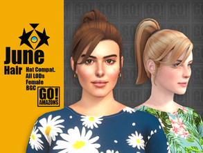 Sims 4 — June Hair by GoAmazons — >Base game compatible female hairstyle >Hat compatible >From Teen to Elder
