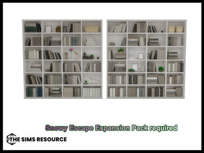 Sims 4 — Summer Breeze Faux Bookshelves by seimar8 — Maxis match faux modern three tile wide bookshelf decal Snowy Escape