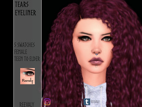 Sims 4 — Tears Eyeliner by Reevaly — 5 Swatches. Teen to Elder. Female. Base Game compatible. Please do not reupload.