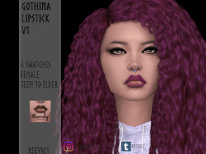 Sims 4 — Gothina Lipstick V1 by Reevaly — 4 Swatches. Teen to Elder. Female. Base Game compatible. Please do not