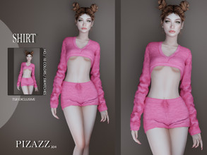 Sims 4 — Long Sleeve Jersey Tank by pizazz — Long Sleeve Jersey Tank for your female sims. Sims 4 games. the image above