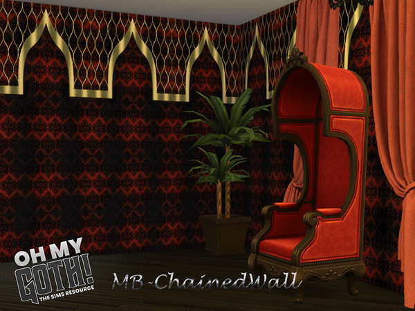 Sims 4 — OhMyGoth_MB-ChainedWall by matomibotaki — OhMyGoth_MB-ChainedWall Heavyweight damask wrinkled wallpaper with