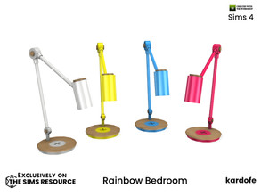 Sims 4 — Rainbow Bedroom TableLamp by kardofe — Table lamp in four colour options
